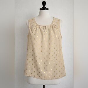 Sleeveless Gold Dot Tank Top - Beige